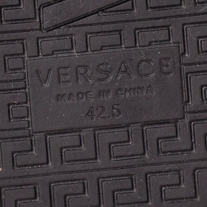 45 NEW $1050 VERSACE Men's Black Leather LOGO COMBAT SNEAKER ANKLE BOOTS