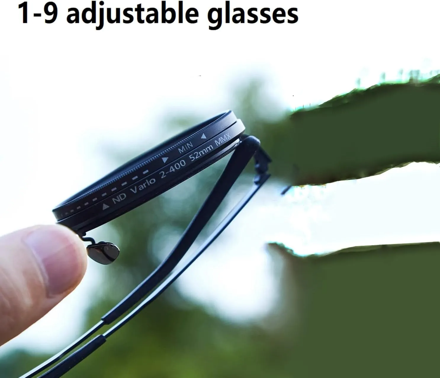 Adjustable Tint Sunglasses, 1-9 Gears Rounded Polarized Glasses with ND Filter Lenses, for Men Beach Shady Fishing Driving