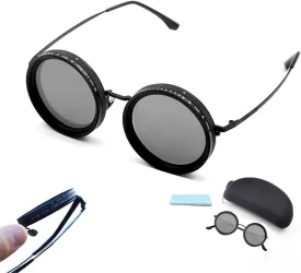Adjustable Tint Sunglasses, 1-9 Gears Rounded Polarized Glasses with ND Filter Lenses, for Men Beach Shady Fishing Driving
