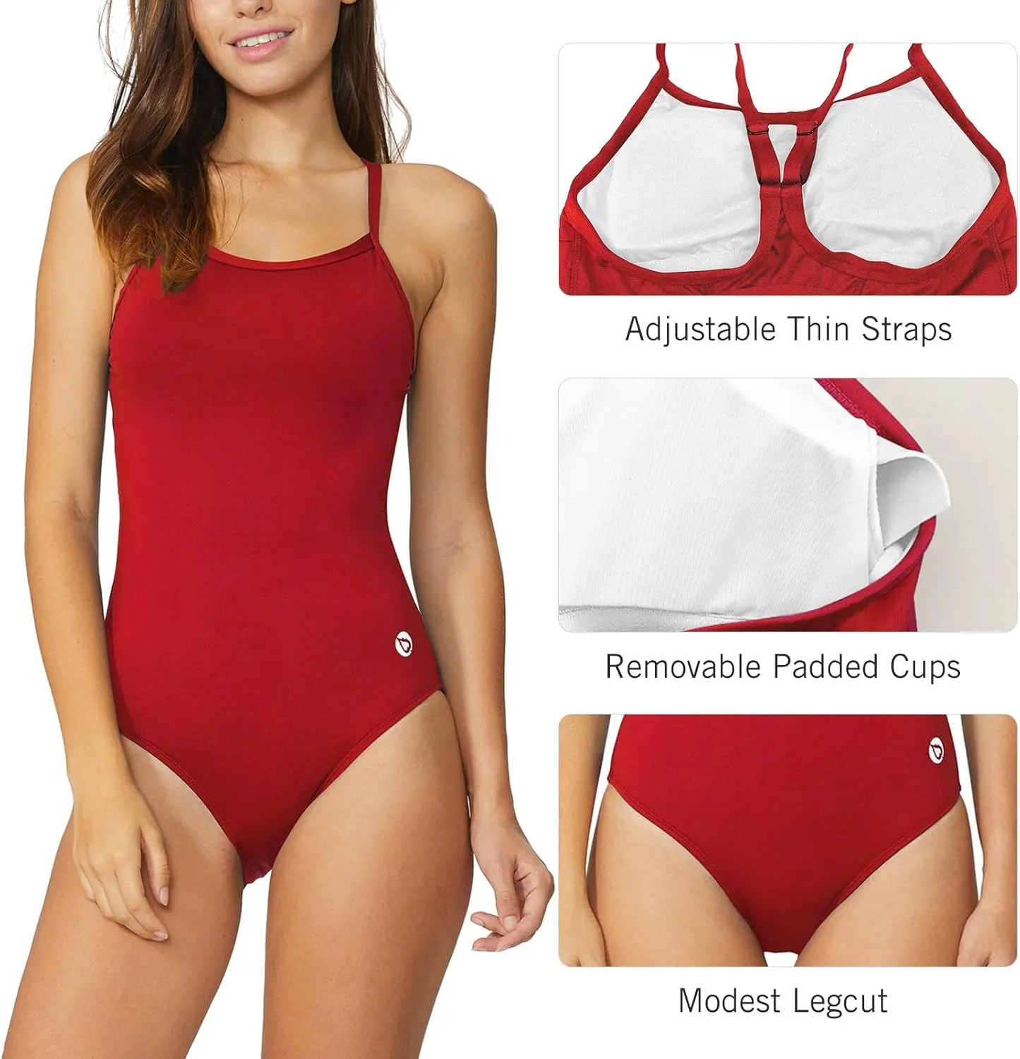 baleaf Women's Athletic Training Adjustable Strap One Piece Swimsuit