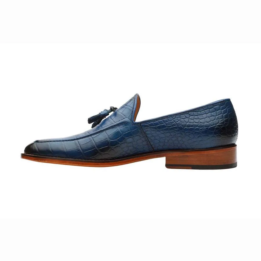 Blue Croco Tassel Loafers