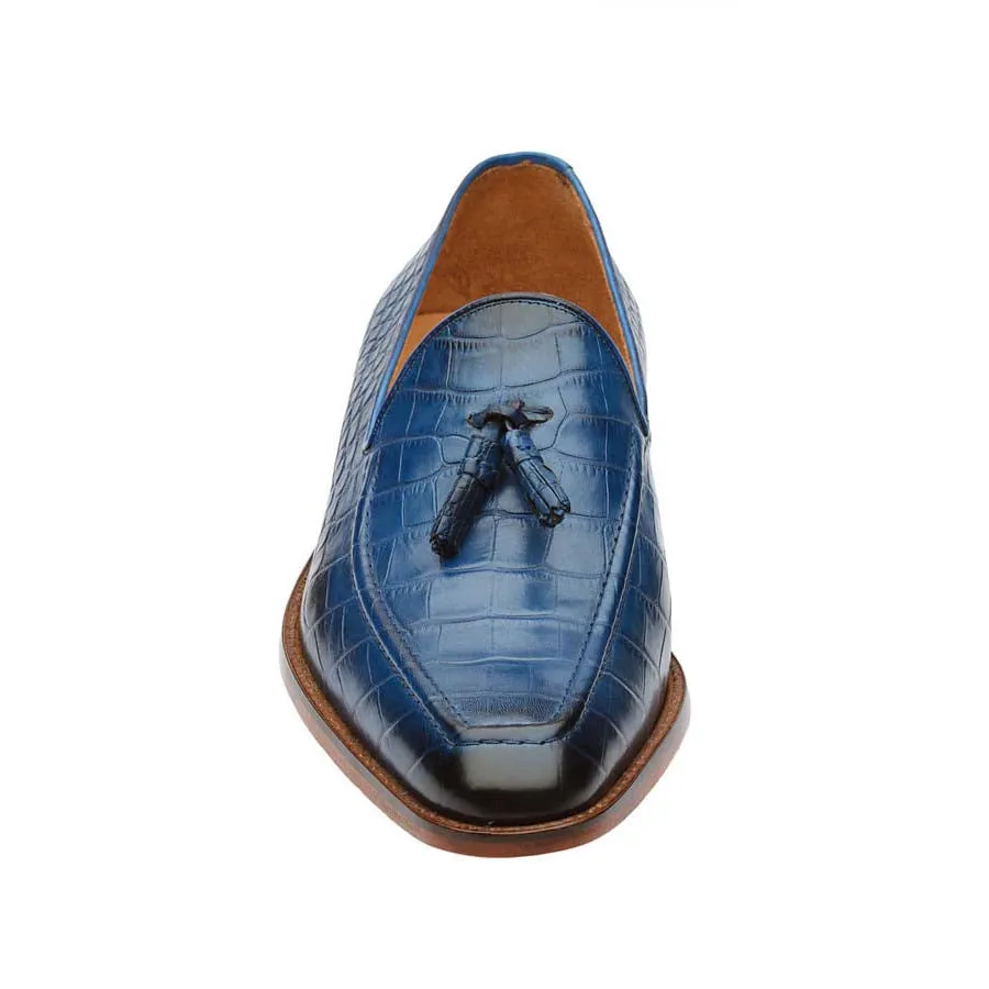 Blue Croco Tassel Loafers