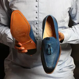 Blue Croco Tassel Loafers