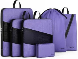 Compression Packing Cubes for Suitcases, UNTIFUL 6 Set Travel Organizer Cubes for Travel Essentials (Purple)