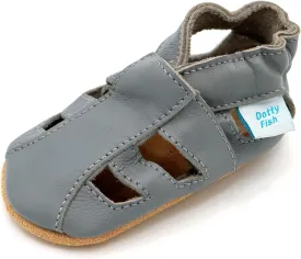 Dotty Fish Infant and Toddler Soft Leather Sandals ?C Barefoot-Friendly, Non-Slip Suede Sole, Podiatrist Recommended, Breathable Baby-Safe Leather, British Brand ?C Fits 0?C4 Years
