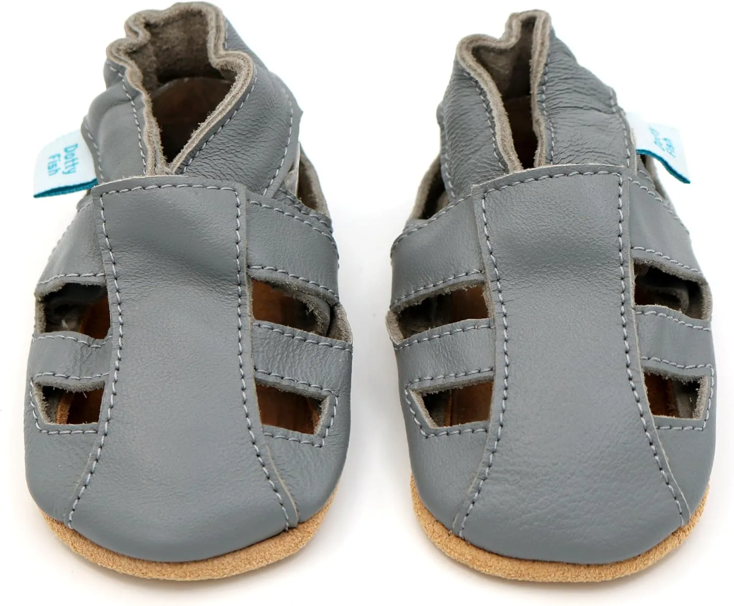 Dotty Fish Infant and Toddler Soft Leather Sandals ?C Barefoot-Friendly, Non-Slip Suede Sole, Podiatrist Recommended, Breathable Baby-Safe Leather, British Brand ?C Fits 0?C4 Years