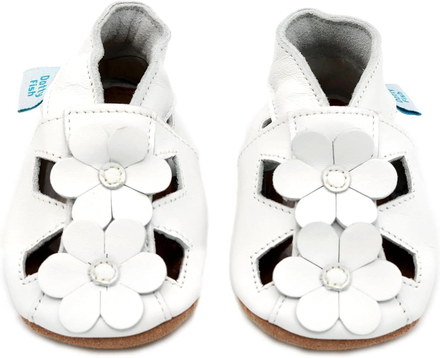 Dotty Fish Infant and Toddler Soft Leather Sandals ?C Barefoot-Friendly, Non-Slip Suede Sole, Podiatrist Recommended, Breathable Baby-Safe Leather, British Brand ?C Fits 0?C4 Years