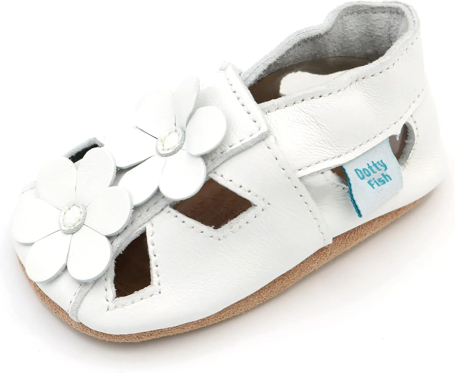 Dotty Fish Infant and Toddler Soft Leather Sandals ?C Barefoot-Friendly, Non-Slip Suede Sole, Podiatrist Recommended, Breathable Baby-Safe Leather, British Brand ?C Fits 0?C4 Years