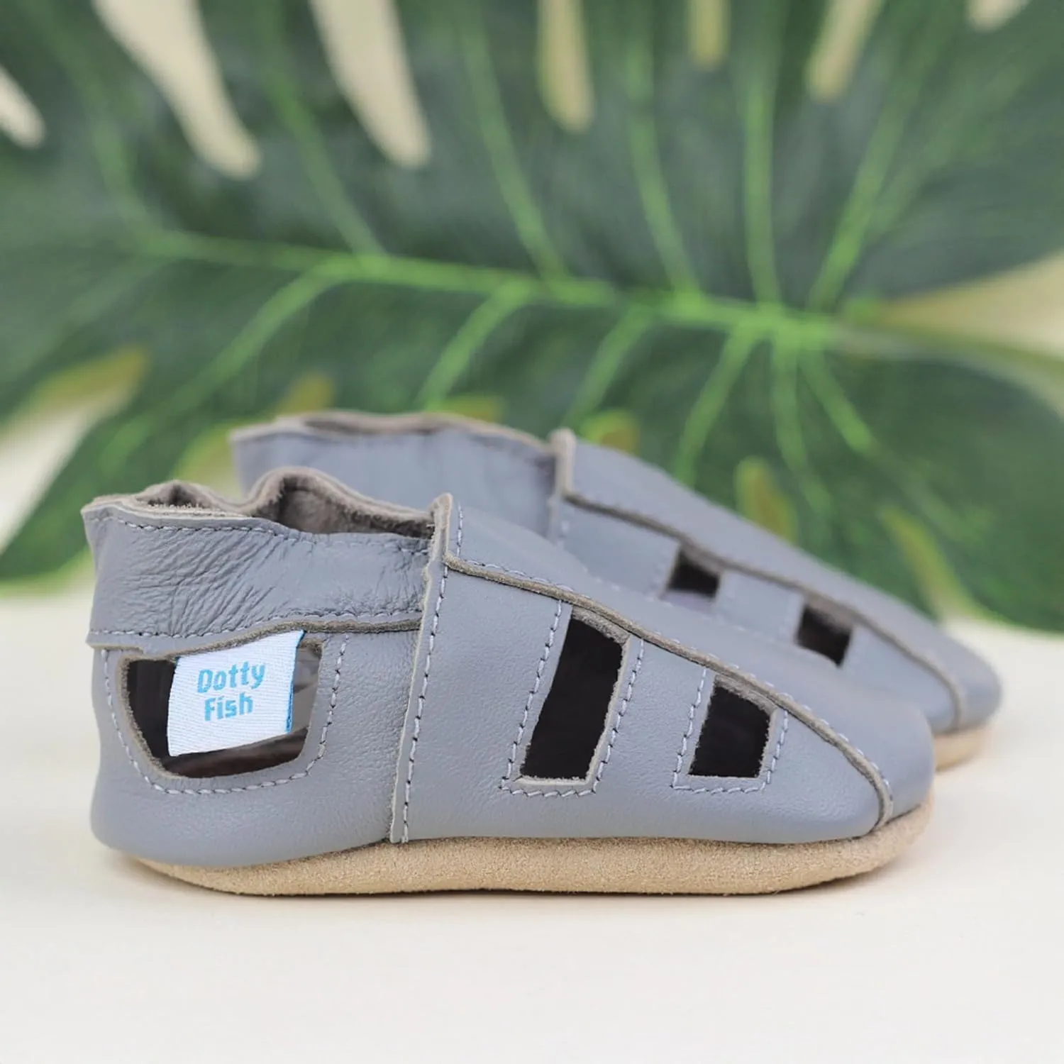 Dotty Fish Infant and Toddler Soft Leather Sandals ?C Barefoot-Friendly, Non-Slip Suede Sole, Podiatrist Recommended, Breathable Baby-Safe Leather, British Brand ?C Fits 0?C4 Years