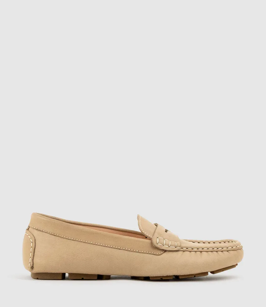 GRACEY Driving Moccasin in Natural Calf