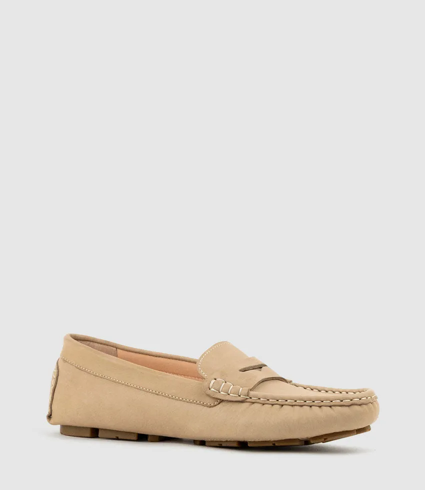 GRACEY Driving Moccasin in Natural Calf