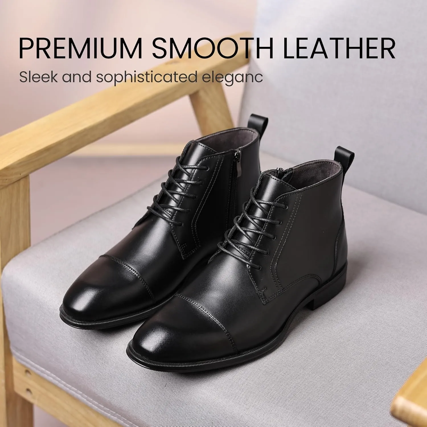 Holy dove Chelsea Boots Men  Genuine Leather,Chelsea Boots for Men with Side Zipper, Casual Slip-On Ankle Boots, Chukka & Oxford Style Dress Boots