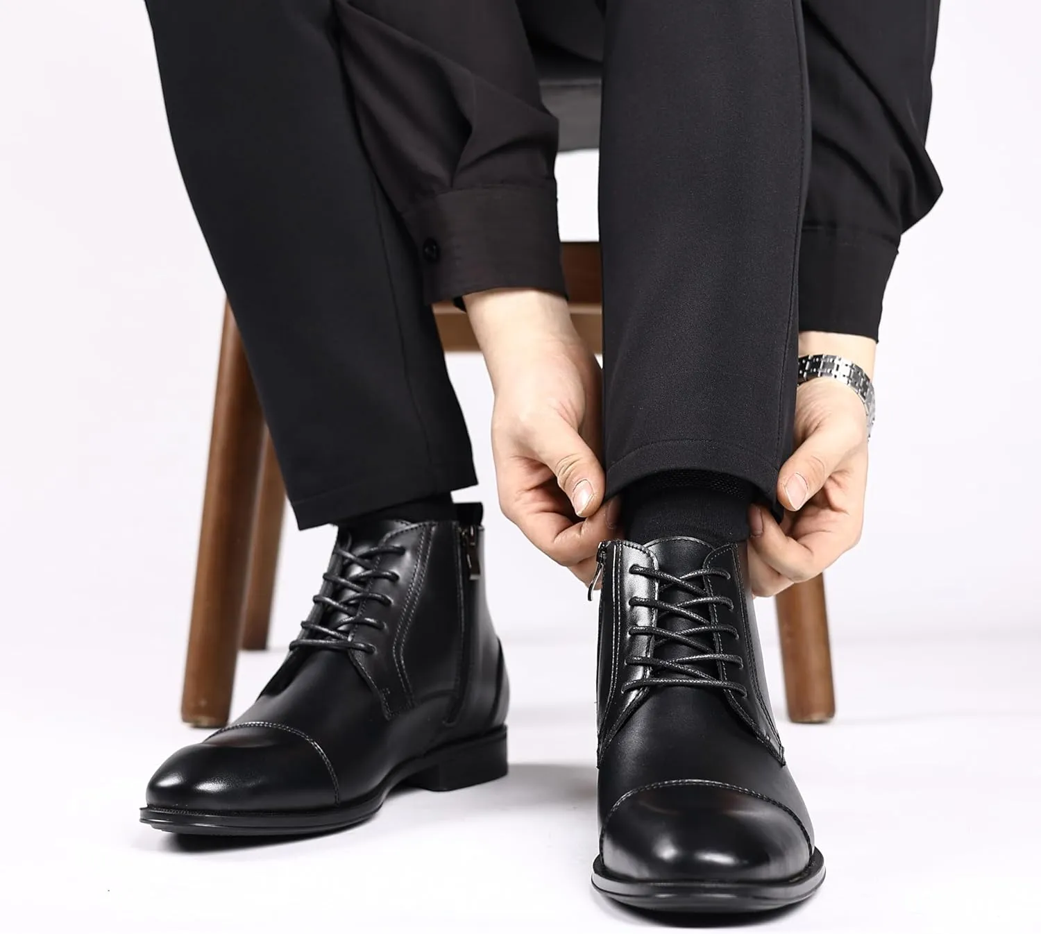 Holy dove Chelsea Boots Men  Genuine Leather,Chelsea Boots for Men with Side Zipper, Casual Slip-On Ankle Boots, Chukka & Oxford Style Dress Boots