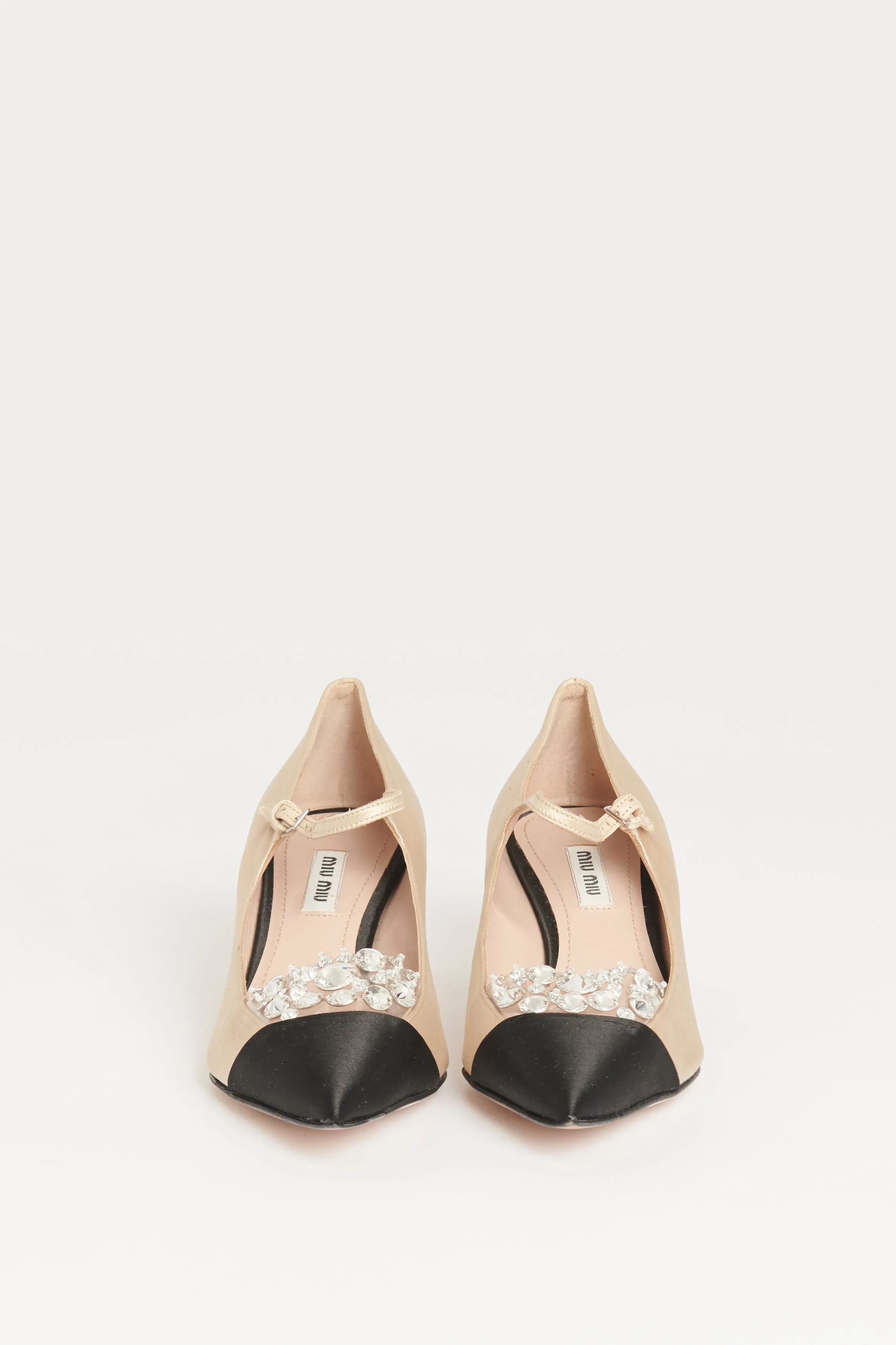 Nude Satin Crystal Toe Cap Preowned Heels