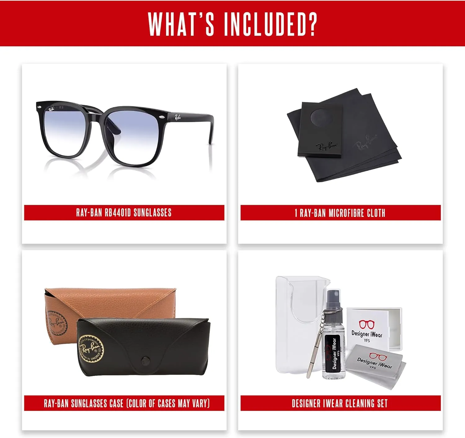 Ray-Ban RB4401D Square Sunglasses for Men for Women   BUNDLE With Designer iWear Complimentary Eyewear Kit