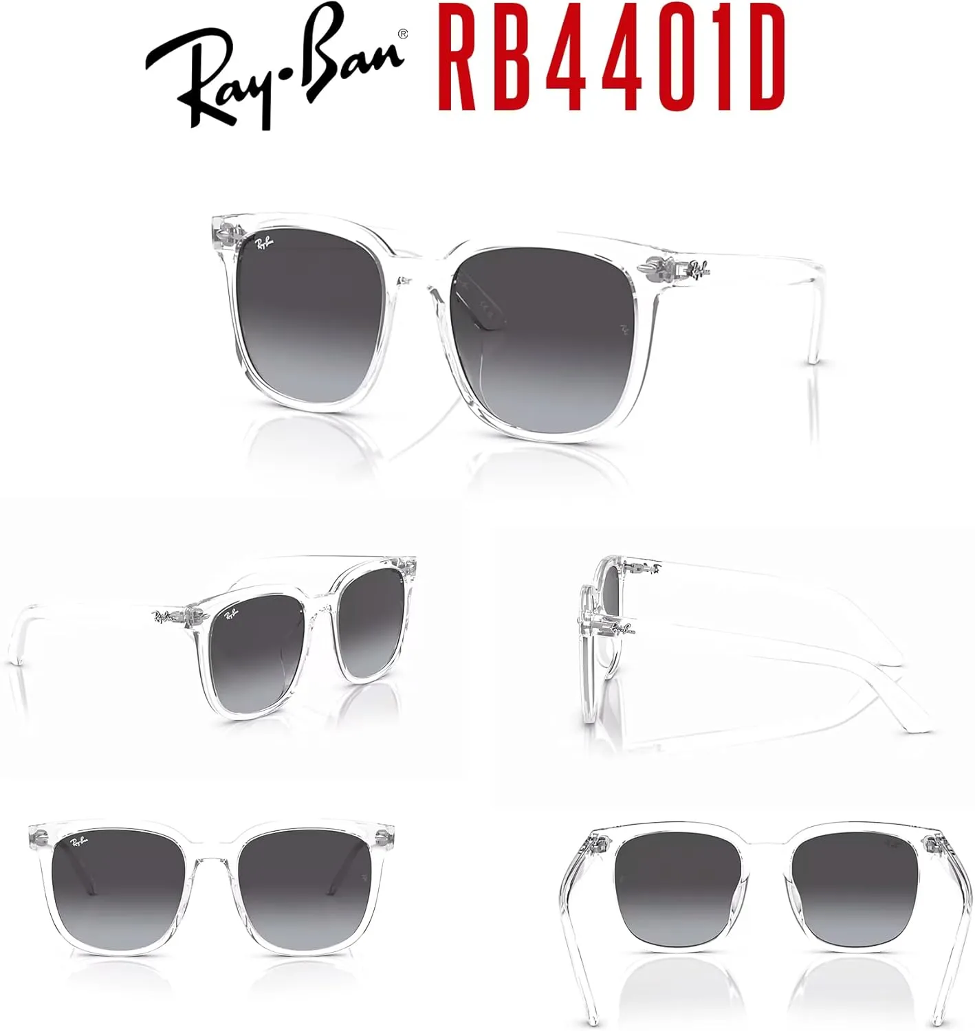 Ray-Ban RB4401D Square Sunglasses for Men for Women   BUNDLE With Designer iWear Complimentary Eyewear Kit
