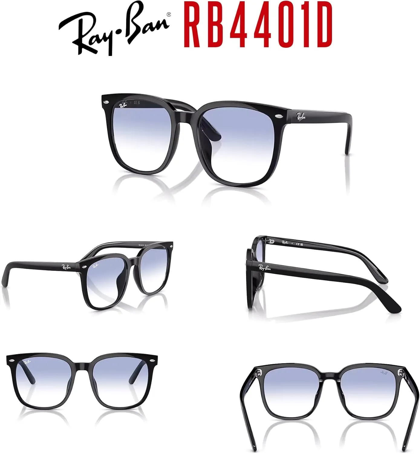 Ray-Ban RB4401D Square Sunglasses for Men for Women   BUNDLE With Designer iWear Complimentary Eyewear Kit