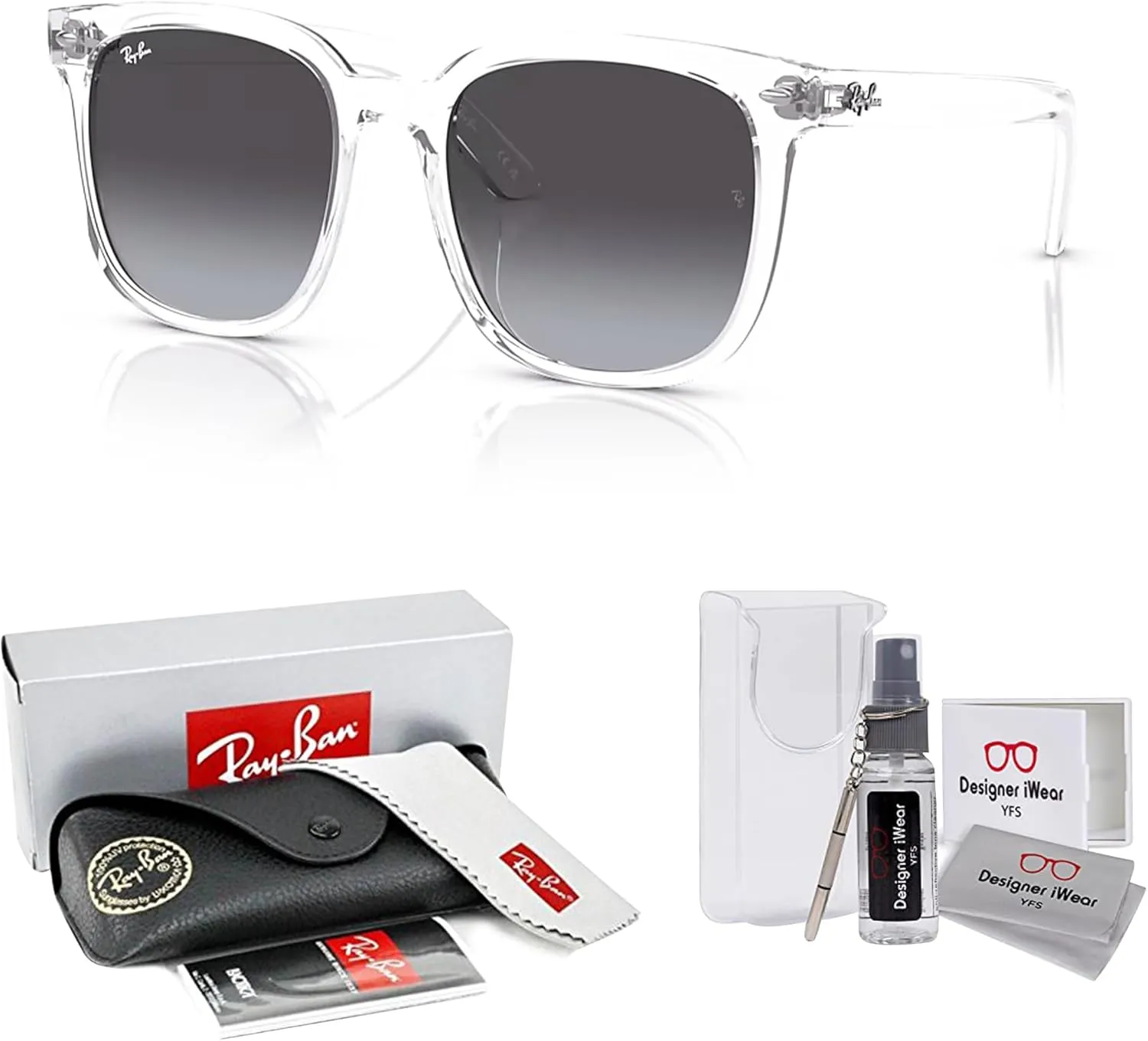 Ray-Ban RB4401D Square Sunglasses for Men for Women   BUNDLE With Designer iWear Complimentary Eyewear Kit