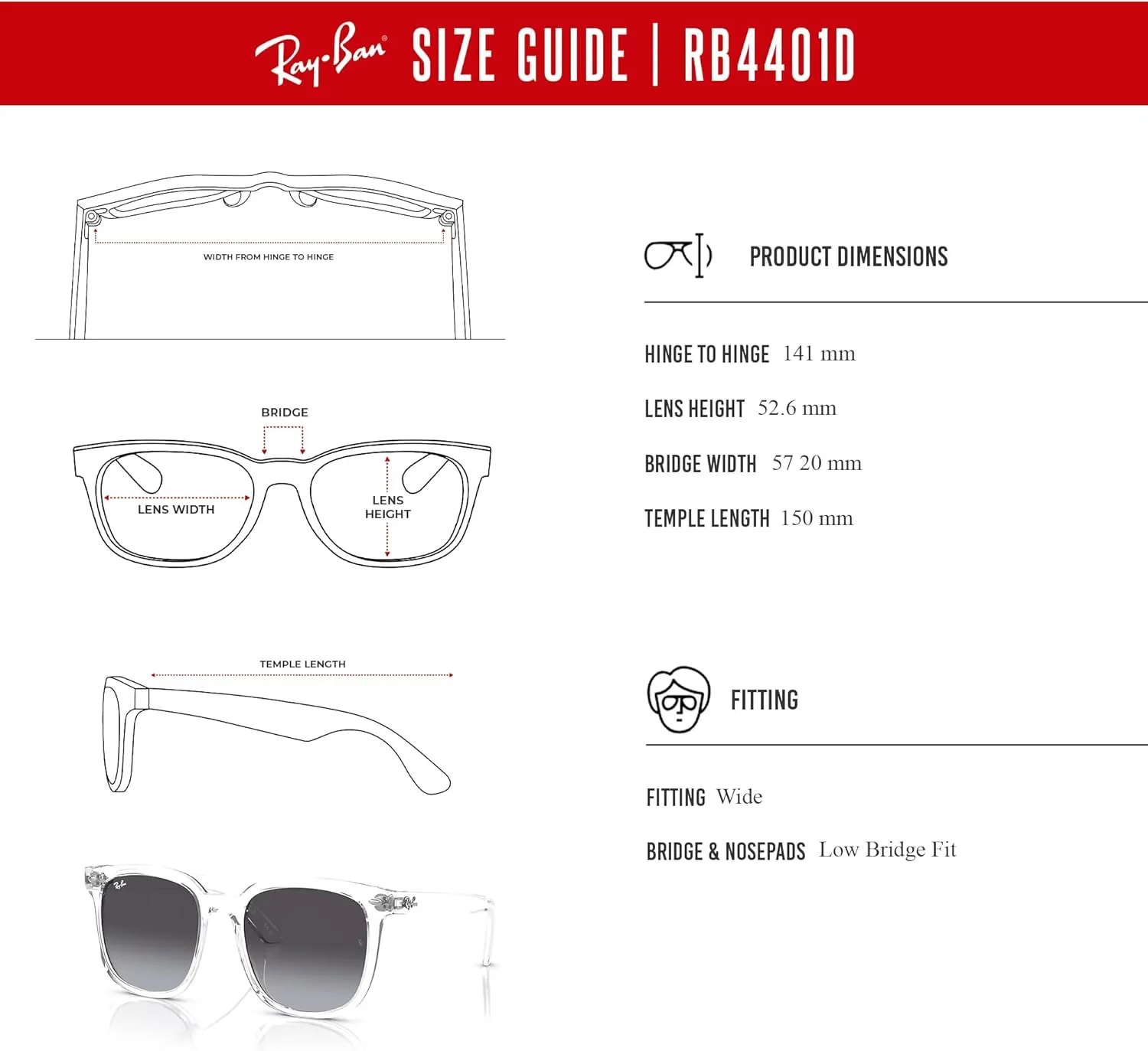 Ray-Ban RB4401D Square Sunglasses for Men for Women   BUNDLE With Designer iWear Complimentary Eyewear Kit