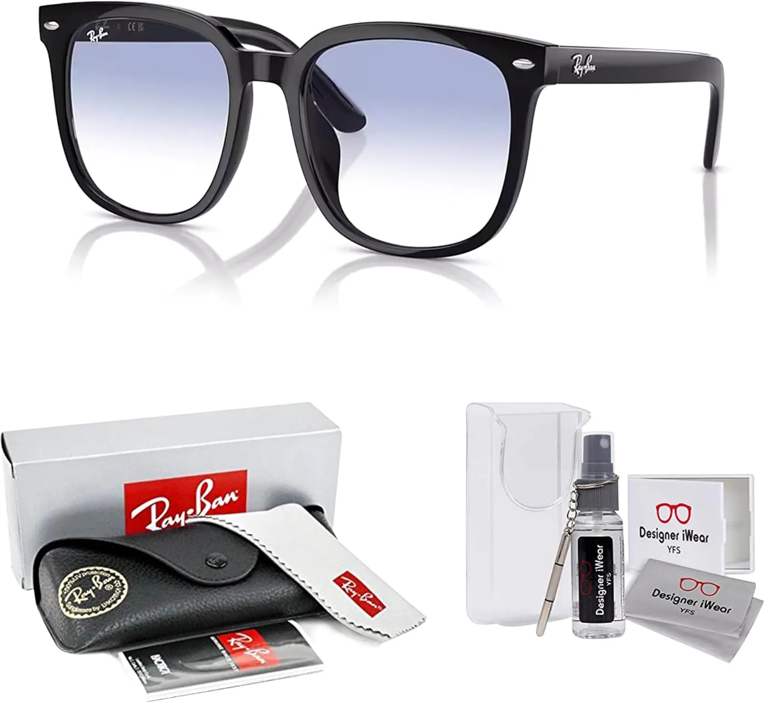 Ray-Ban RB4401D Square Sunglasses for Men for Women   BUNDLE With Designer iWear Complimentary Eyewear Kit