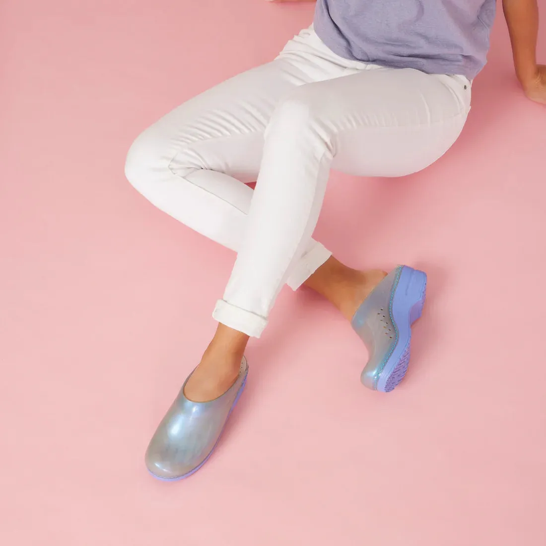Sonja Backless Translucent Mule in Sky