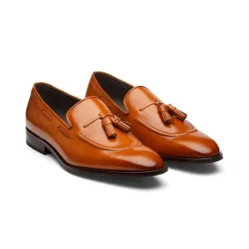 Tan Tassel Cordstitch Loafers