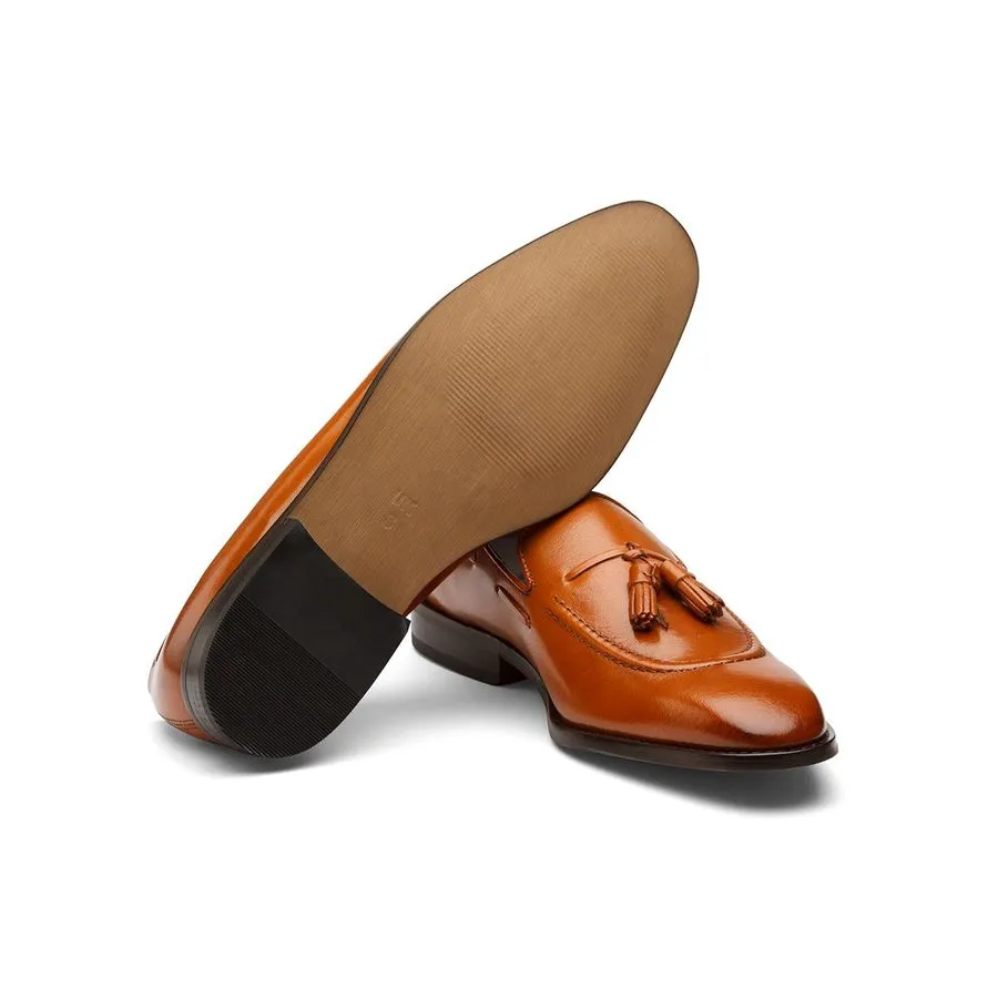 Tan Tassel Cordstitch Loafers