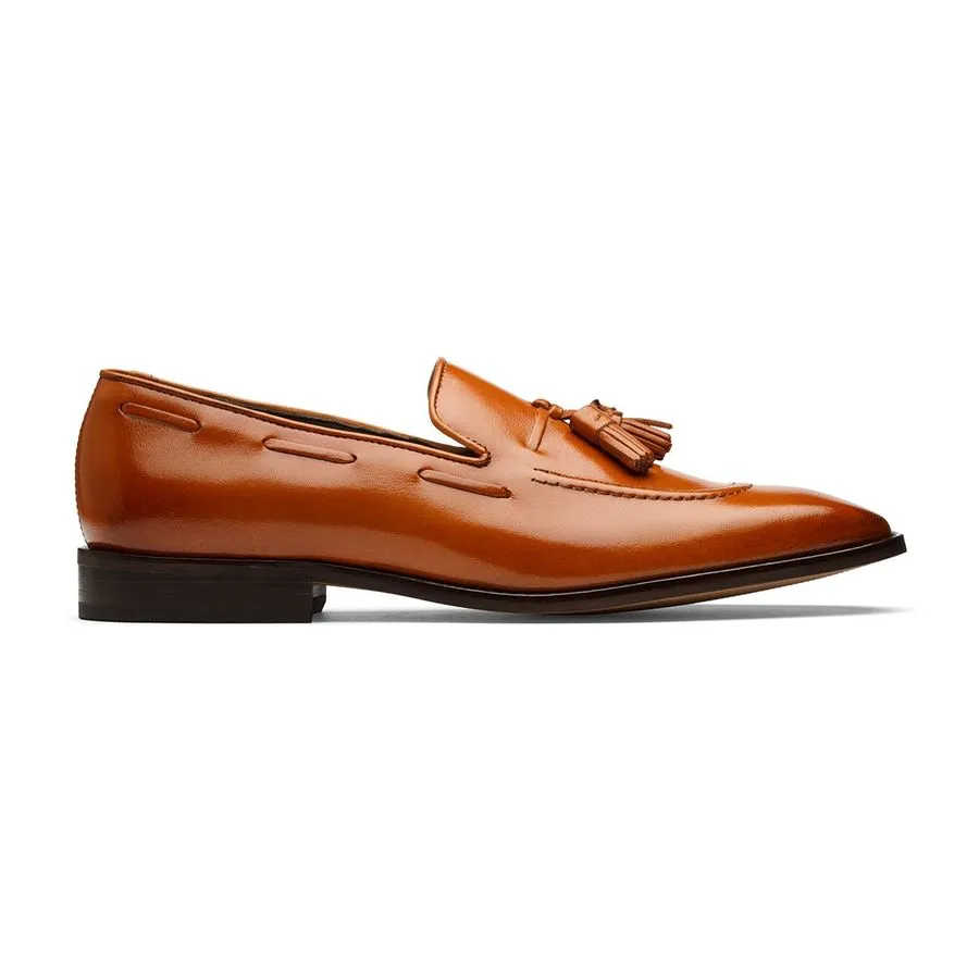 Tan Tassel Cordstitch Loafers
