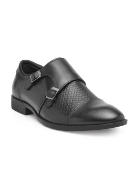 Teakwood Genuine leather Men Black Formal Monk Shoes