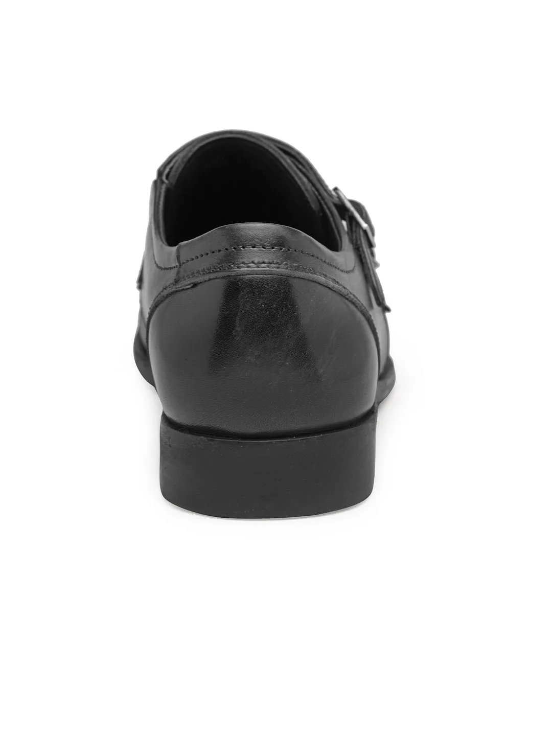 Teakwood Genuine leather Men Black Formal Monk Shoes