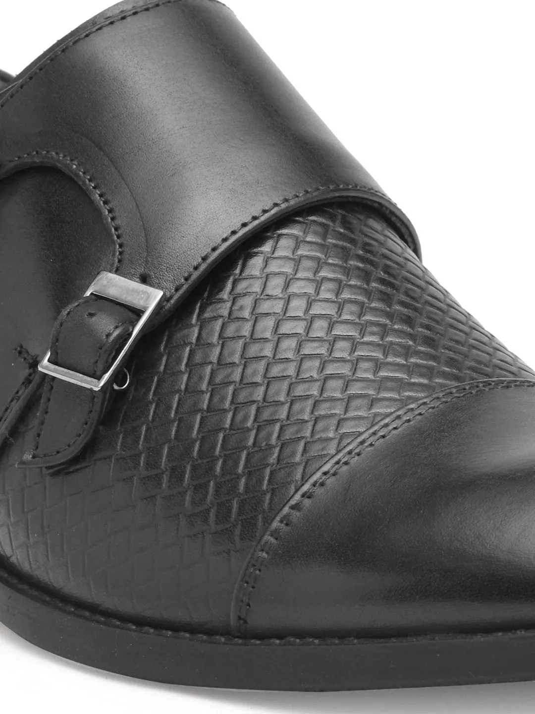 Teakwood Genuine leather Men Black Formal Monk Shoes
