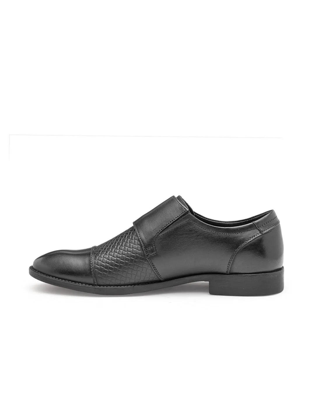 Teakwood Genuine leather Men Black Formal Monk Shoes