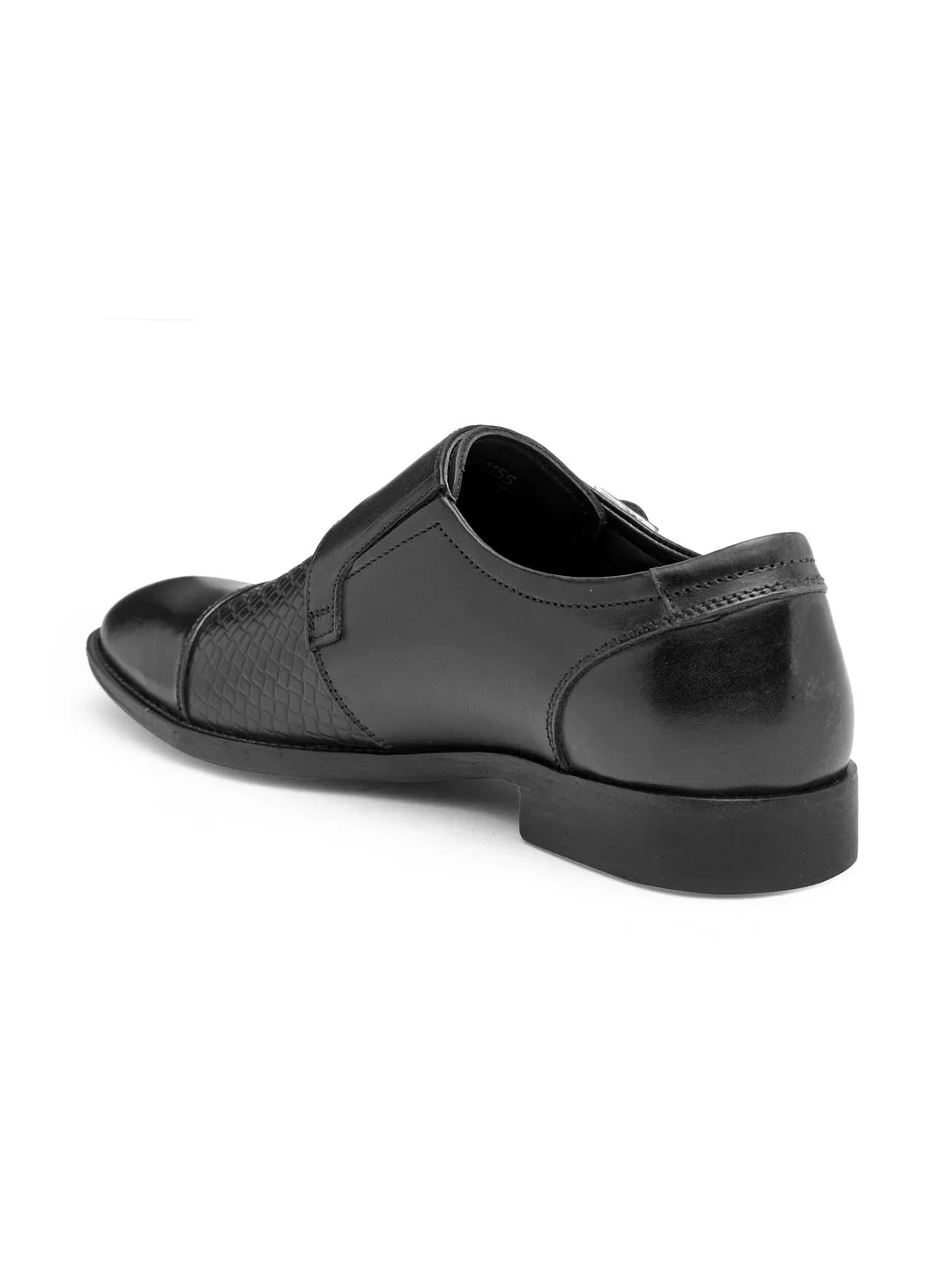 Teakwood Genuine leather Men Black Formal Monk Shoes