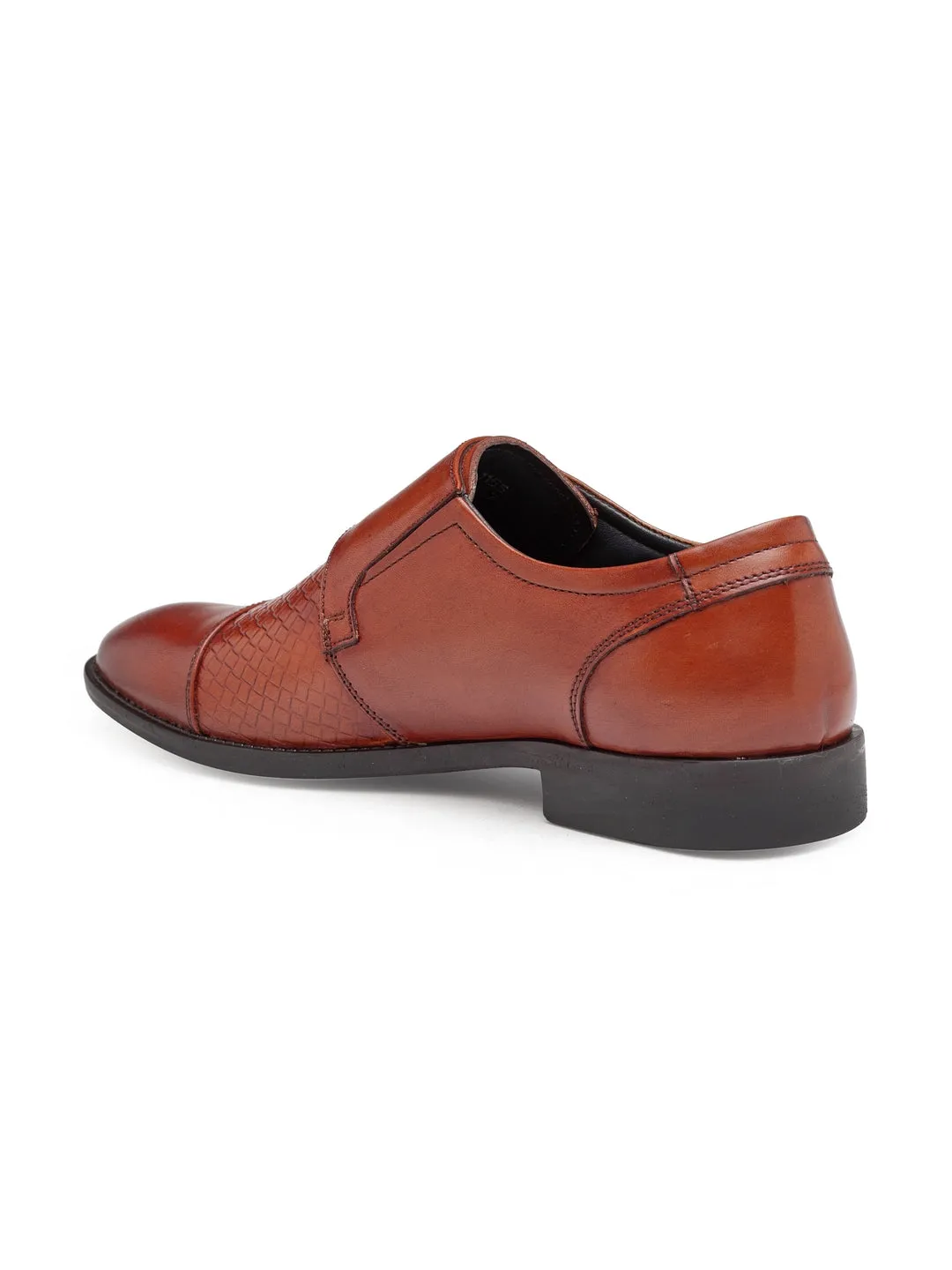 Teakwood Genuine leather Men Brown  Formal Monk Shoes