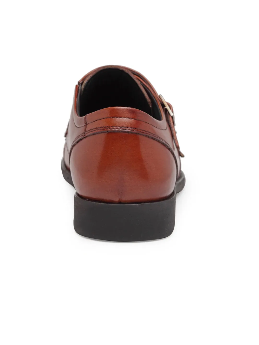 Teakwood Genuine leather Men Brown  Formal Monk Shoes