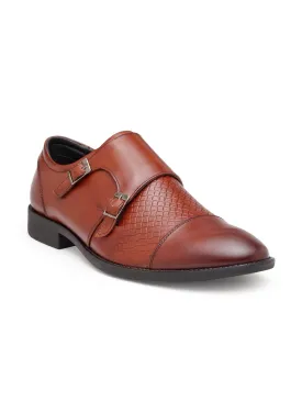 Teakwood Genuine leather Men Brown  Formal Monk Shoes