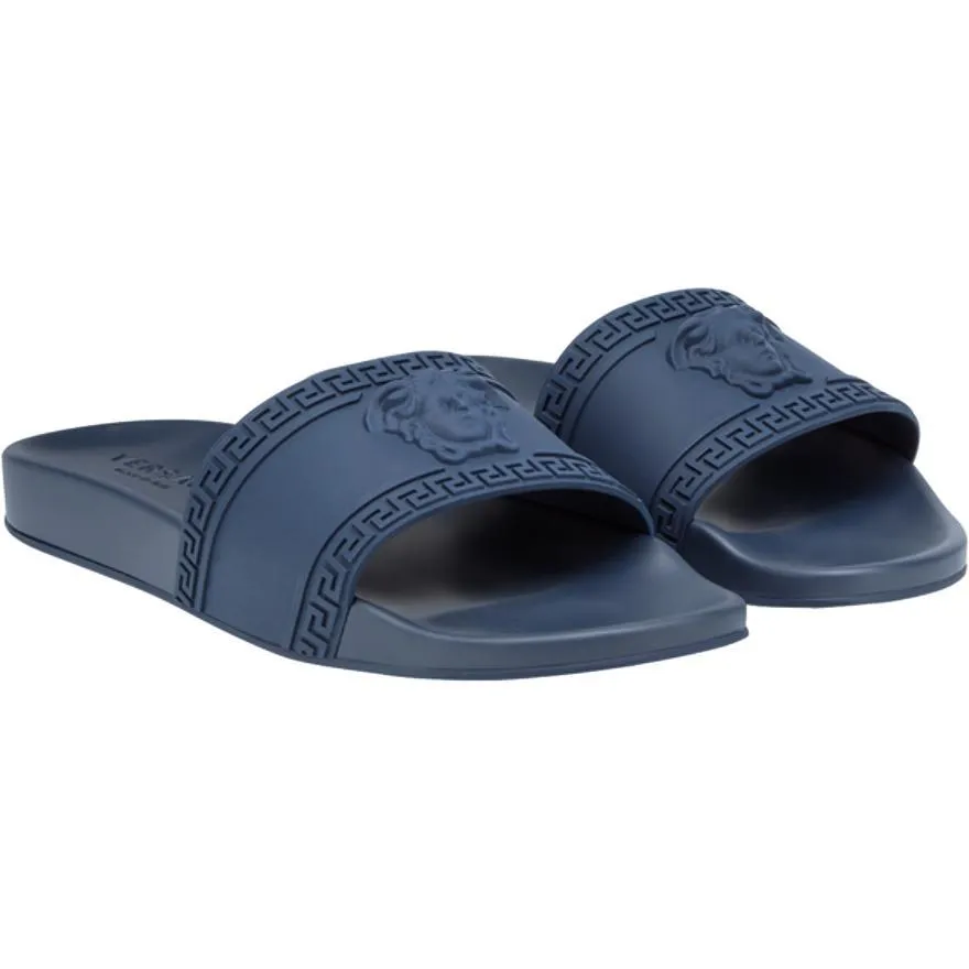 VERSACE Palazzo Medusa Pool Slides, Navy