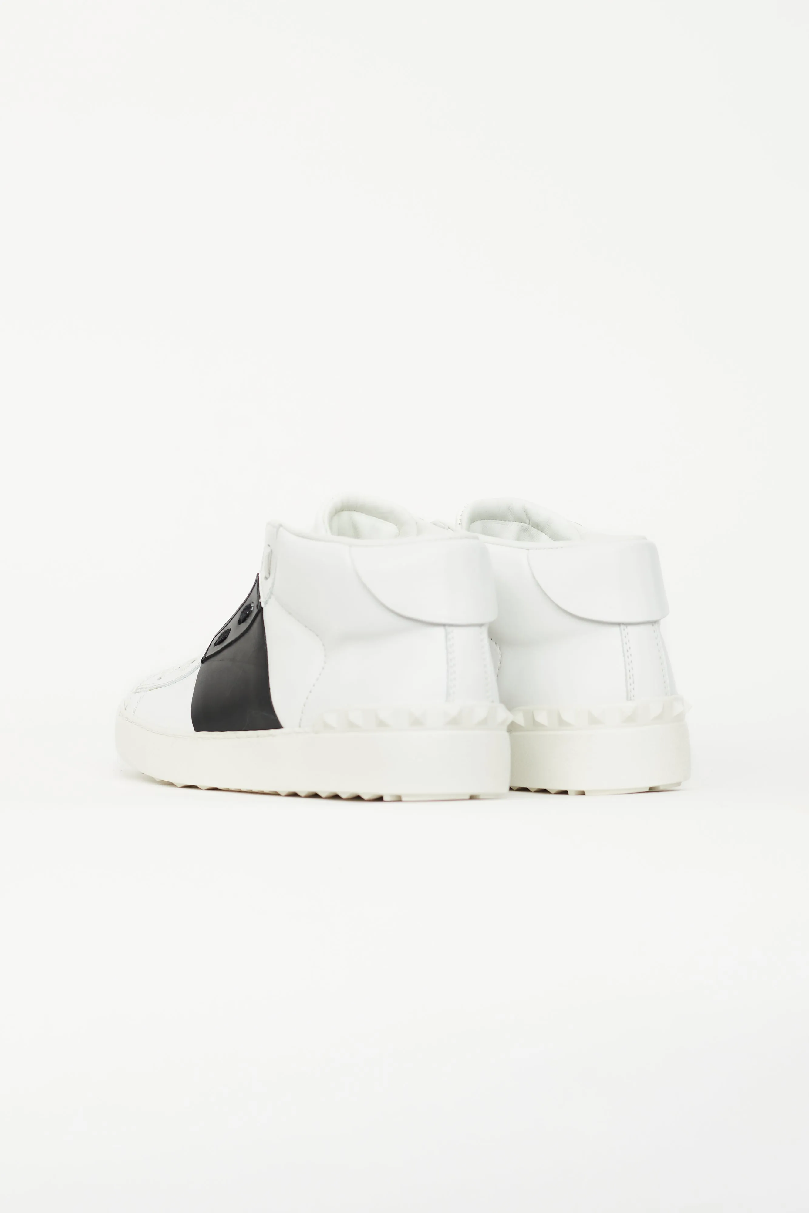 White & Black Leather Open Sneaker