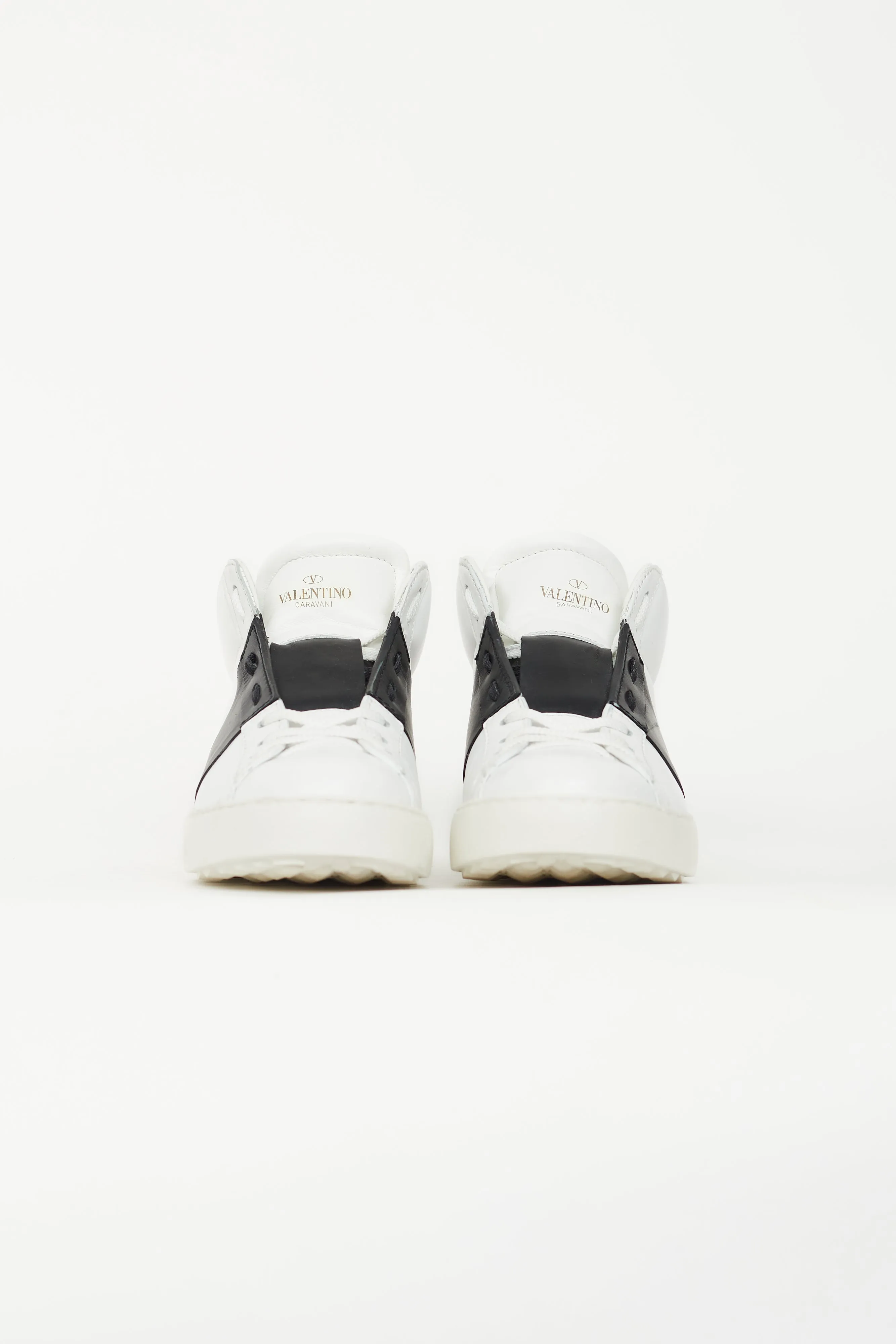 White & Black Leather Open Sneaker