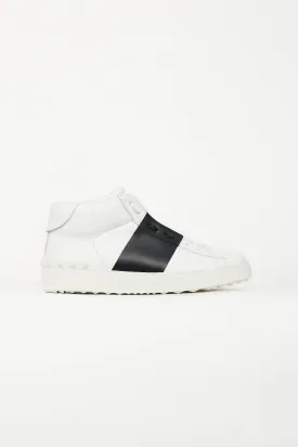 White & Black Leather Open Sneaker