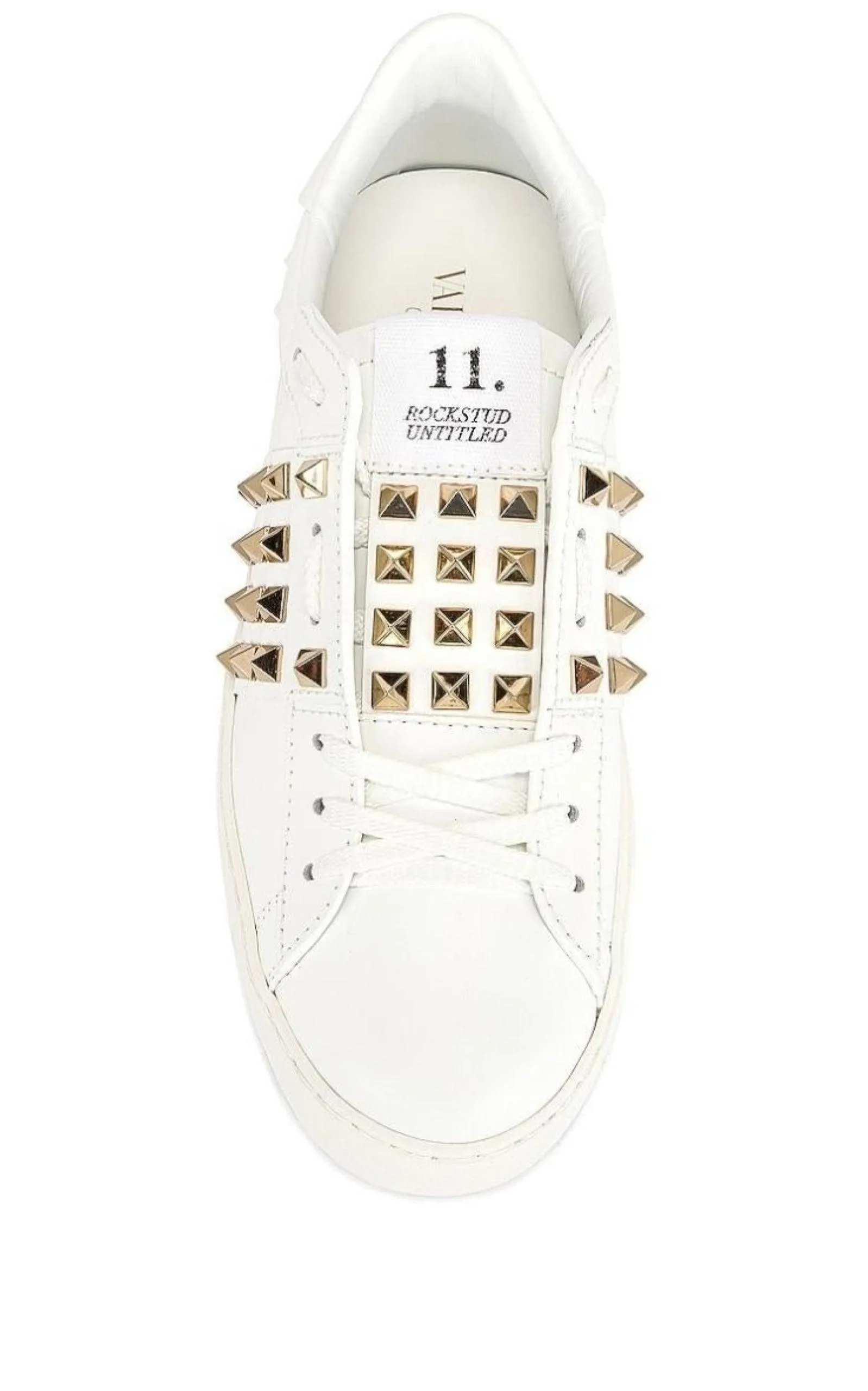 White Leather Rockstud Sneakers