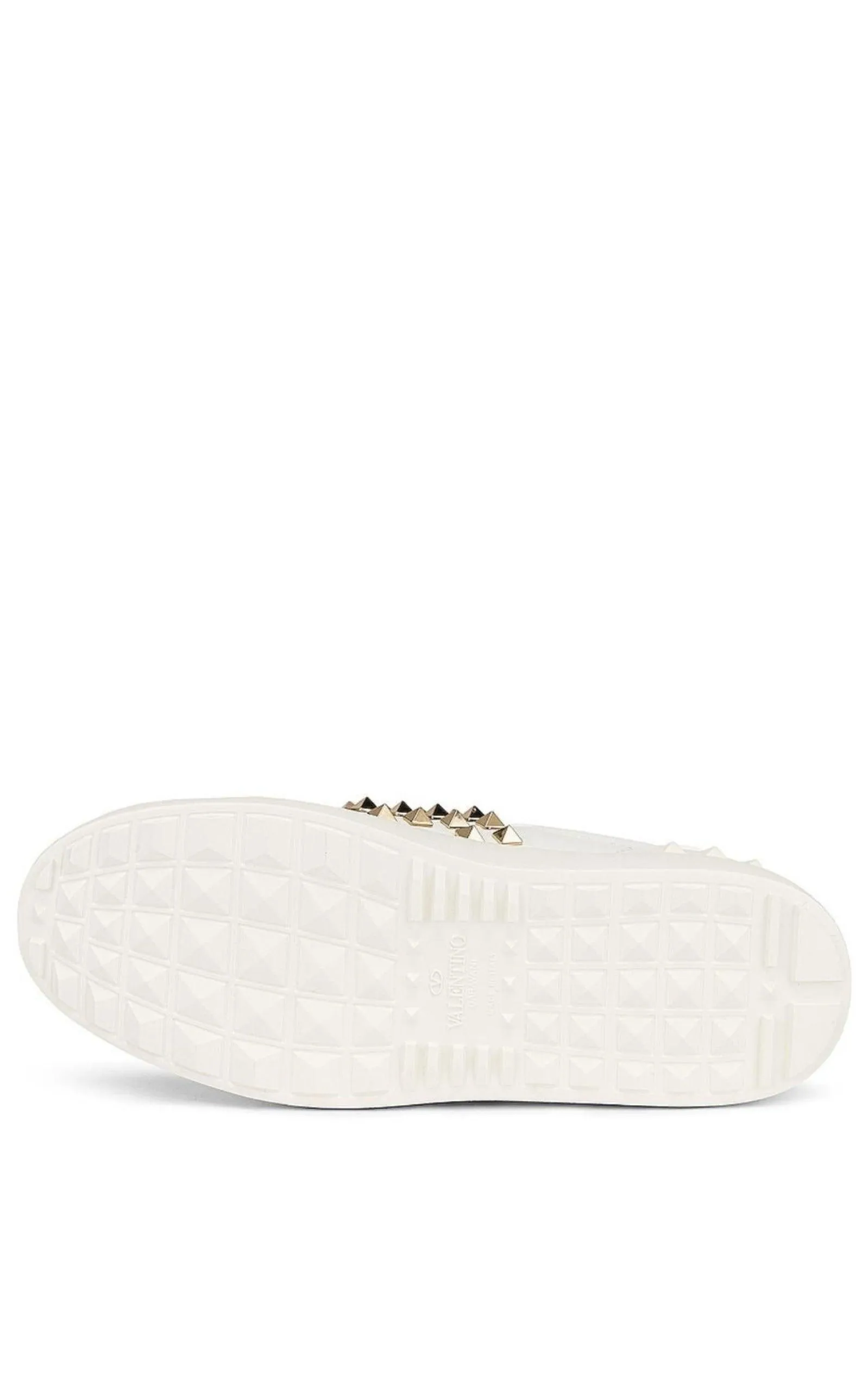 White Leather Rockstud Sneakers