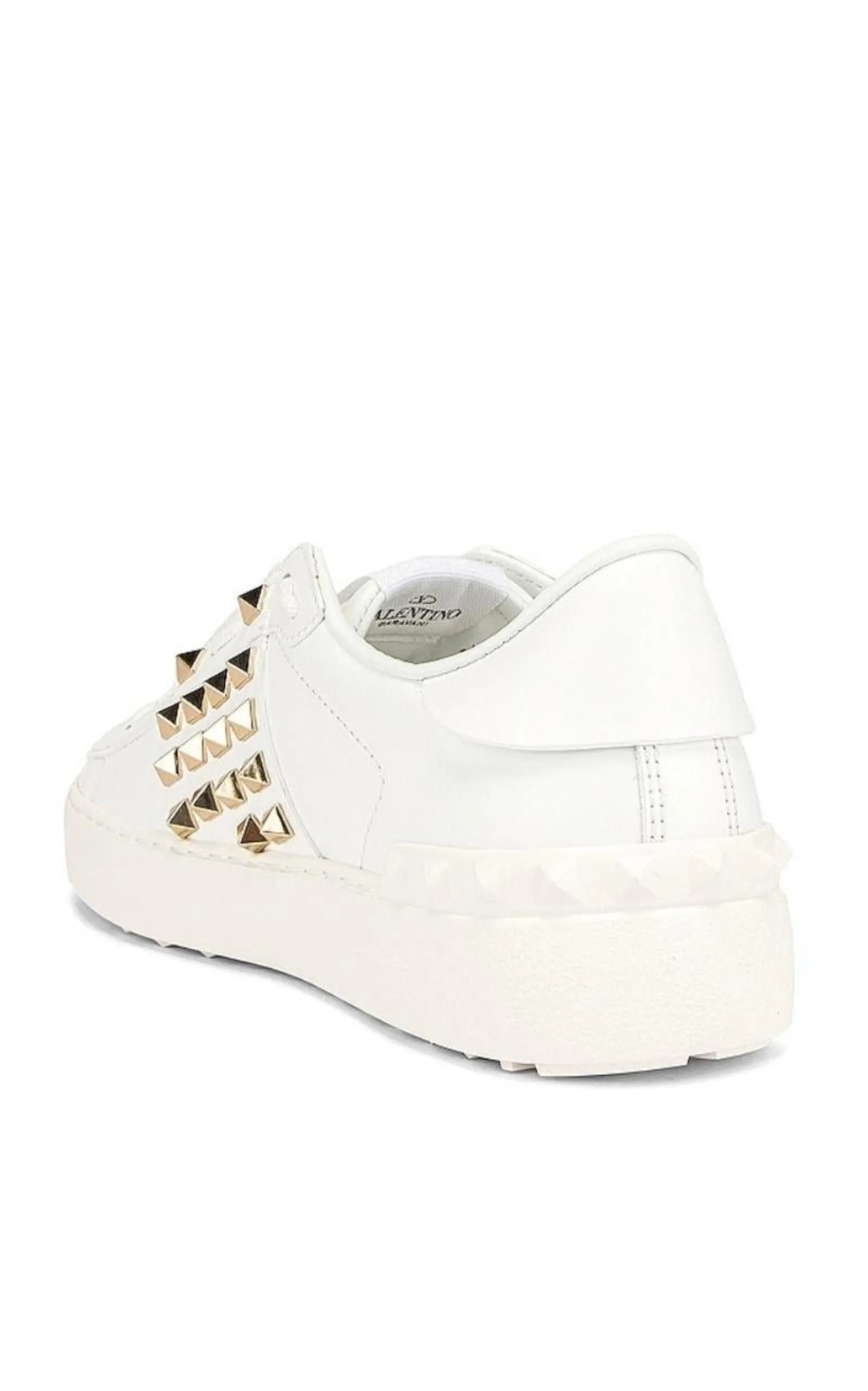 White Leather Rockstud Sneakers
