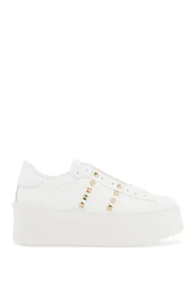 white rockstud elegant sneakers with golden studs 6W2S0GG8BHS BIANCO