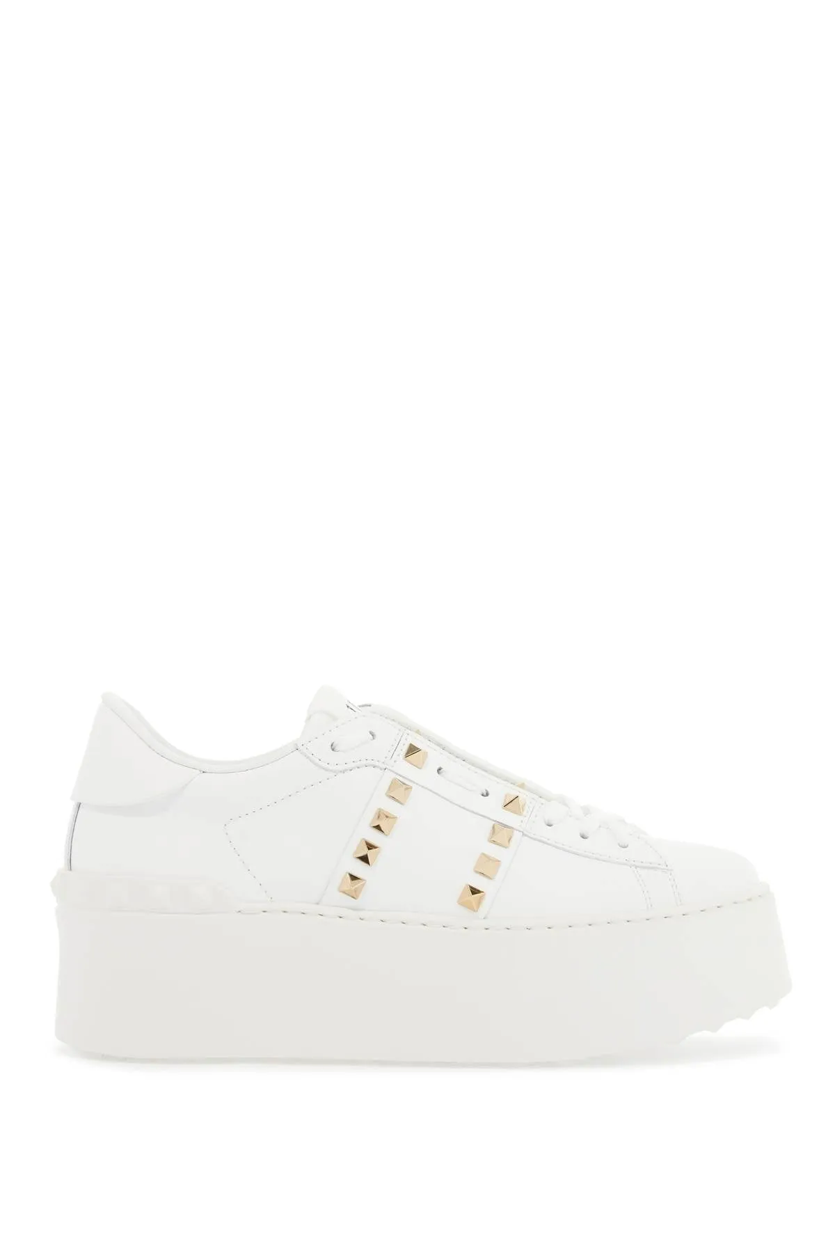 white rockstud elegant sneakers with golden studs 6W2S0GG8BHS BIANCO